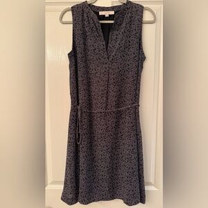 Loft sleeveless A-line dress with skinny belt